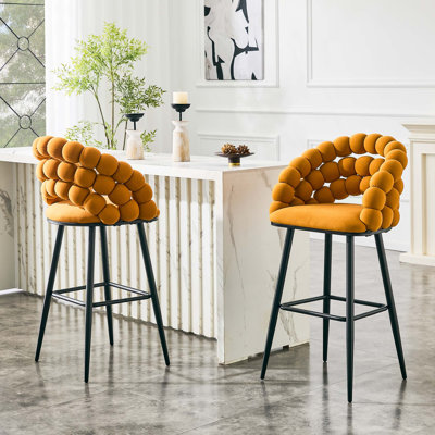 Tabourets de bar modernes en velours avec dossier à bulles unique pour une assise confortable aux îlots de cuisine