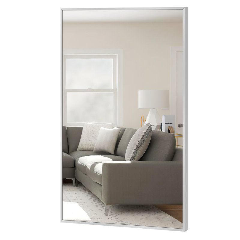 Talma Wood Flat Mirror, Light Gray, 51" H x 32" W