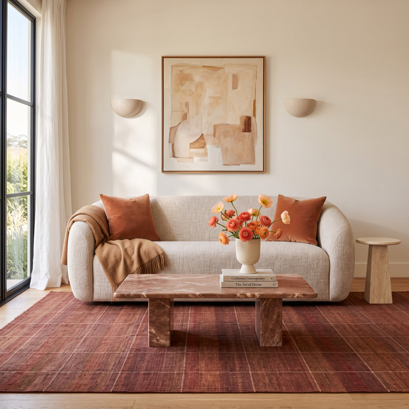 Runa Tate 85'' Round Arms Sofa, Yuma Cream Performance Textured Weave