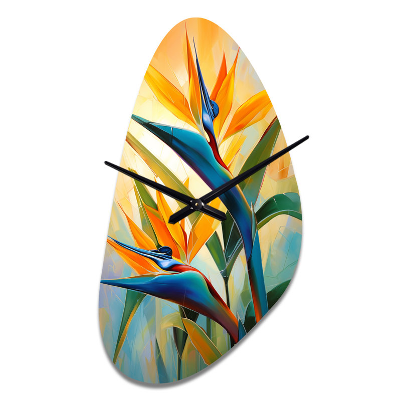 Horloge murale asymétrique en métal, profil traditionnel de paradis II - oiseaux de paradis, Moyenne