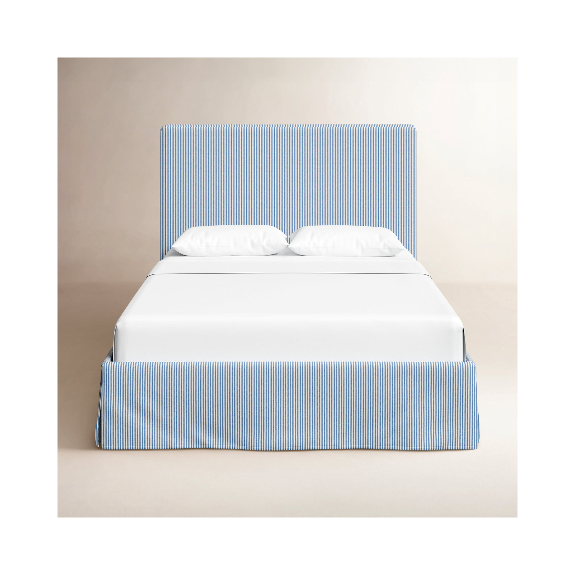 Verona Upholstered Slipcover Bed, Prep Stripe Blue, Queen