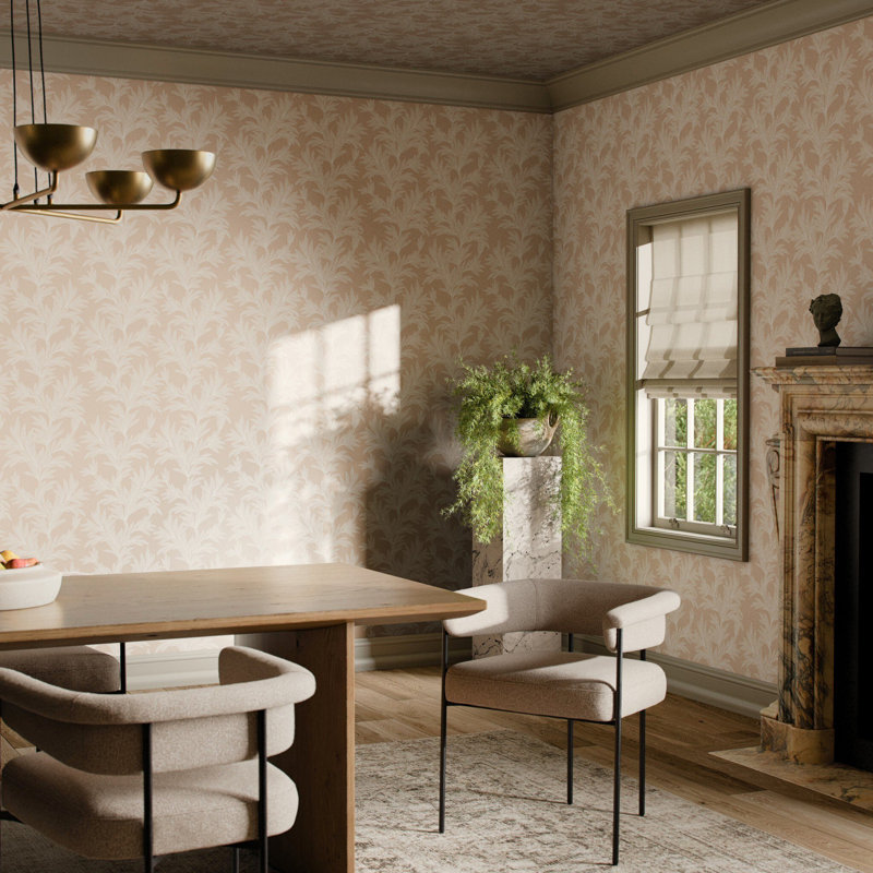 Lush Leaves Wallpaper by Getty Images, W52" x H132", Lush Leaves Taupe II