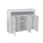 Meuble de rangement pour salon / buffet blanc ultrabrillant avec éclairage à DEL, unité de cuisine moderne avec buffet et armoire de rangement en bois avec 3 portes pour le couloir et la salle à manger