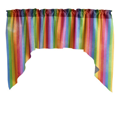 Cotton Blend Striped Swag Window Valance