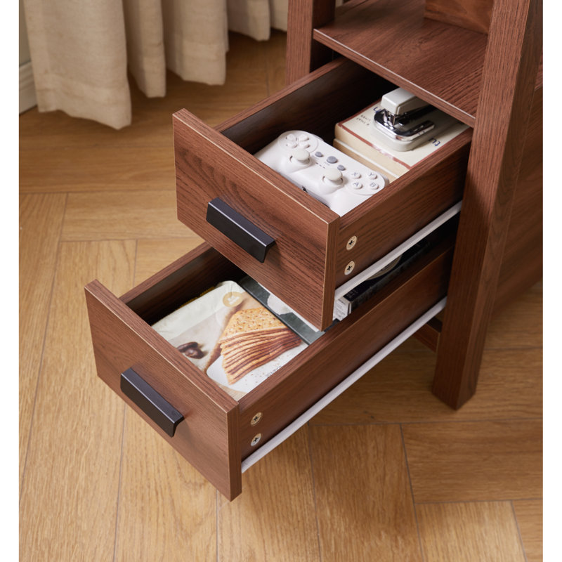 Tables de bout en noyer avec rangement, côté rustique en MDF pour la maison