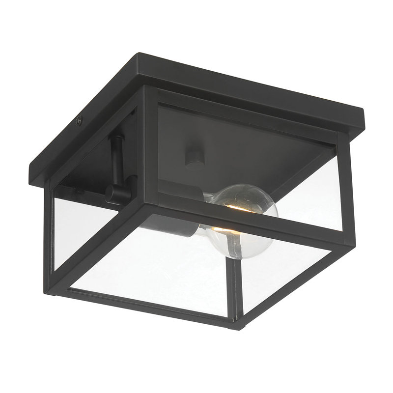 Evanton 8" Wide 1-Light Outdoor Flush Mount, Powder Coated Black