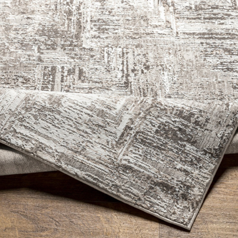 Tapis beige / gris à motif abstrait Dundalk, Rectangle 6 pi 7 po x 9 pi
