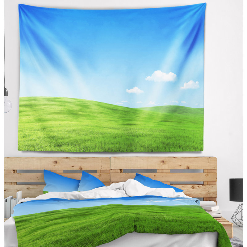 Tapisserie paysage paysage vert pré, H 68 po x l 80 po
