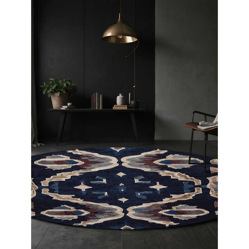 Tapis gris soyeux et moelleux, Rond 3 pi