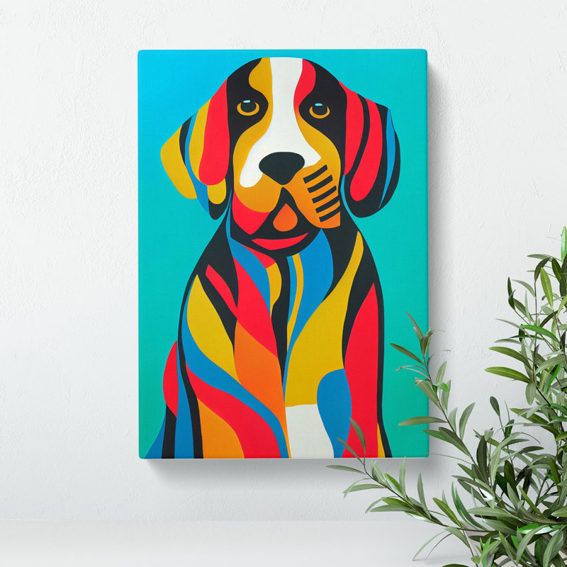 Colourful Dog No.1 Abstract - Wall Art, Wrapped Canvas, 50cm H x 35cm W x 3cm D, No Matte