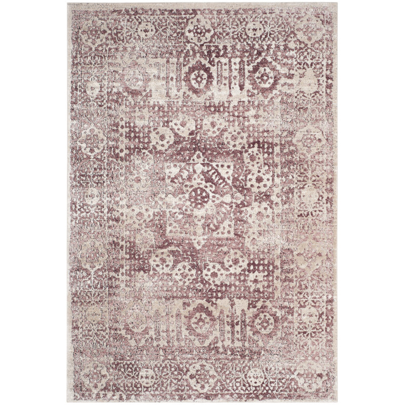 Palermo Viscose Oriental Rug in Rose/Beige, Rectangle 8' x 10'