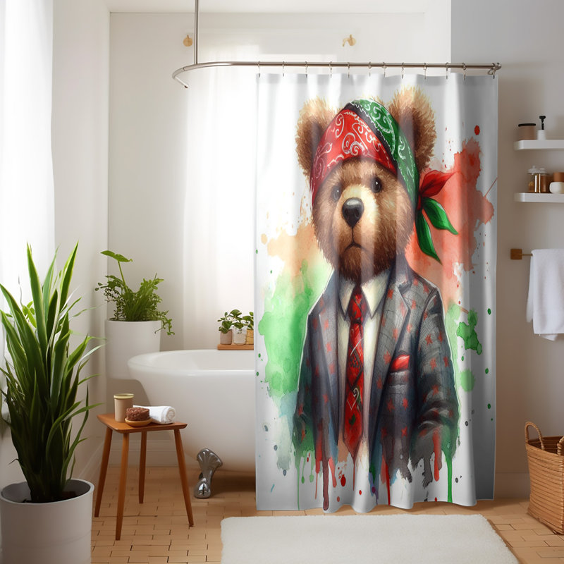 Rideau de douche abstrait avec doublure Cajuste