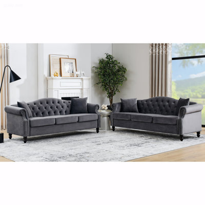 Ensemble de canapés Chesterfield 2 pièces
