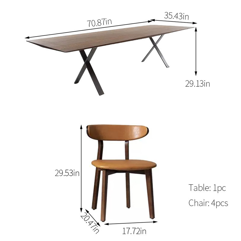 Ensemble de salle à manger rectangulaire, H 29,13 po x L 70,87 po x l 35,43 po