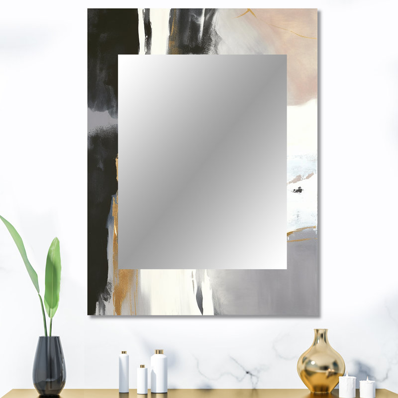 Miroir mural noir et doré Harmony Of Marble VI, 40 po x 30 po