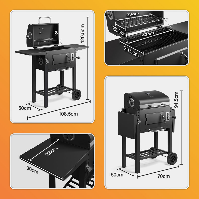VonHaus 108.5cm W Charcoal Grill