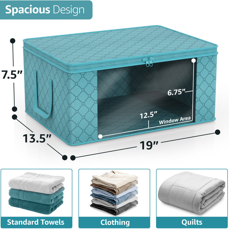 6-Piece Foldable Storage Fabric Cube Bin Bag Organizers, 2-Pack, Aqua