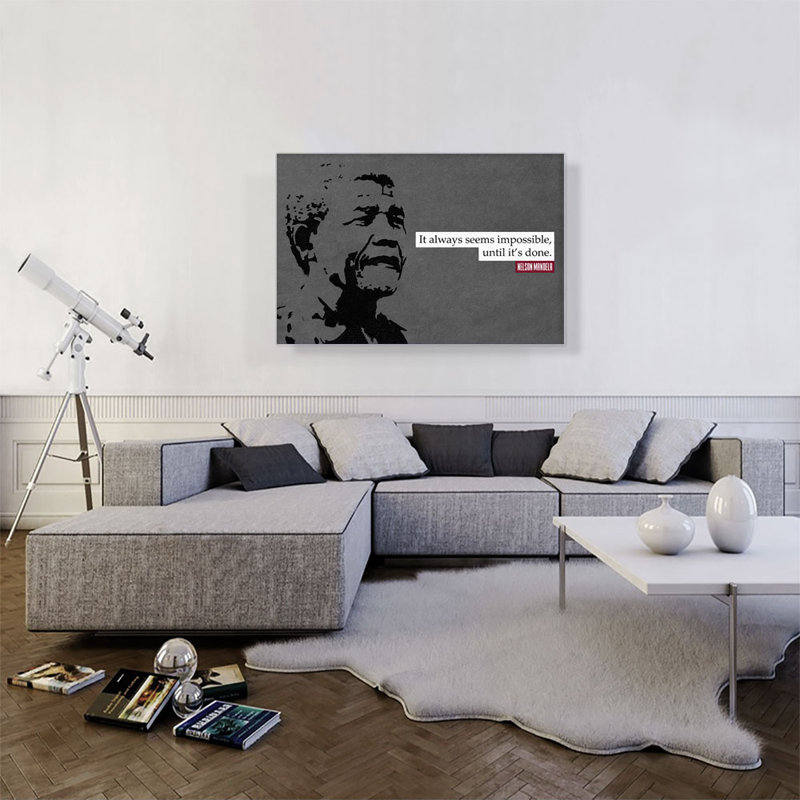 «Always Seems Impossible till Done» par Nelson Mandela - reproduction d'art textuel sur toile tendue