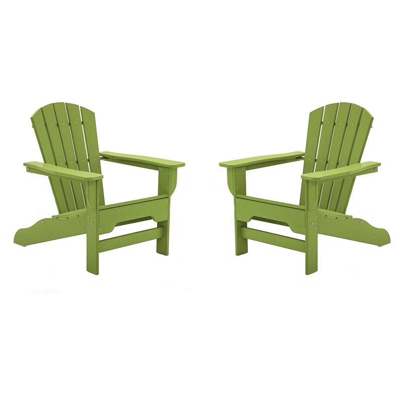 Willene Outdoor Adirondack Set, White/Driftwood Gray