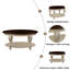 Table basse ovale en bois de 42 po pour le salon, table basse en bois massif à 2 niveaux avec tablette de rangement ouverte-286111894-286111895