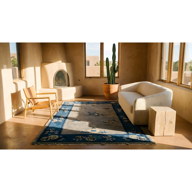 Rectangle Antique Chinese Knotted Wool Ivory Small Scatter Size 1920s - Peking Rug