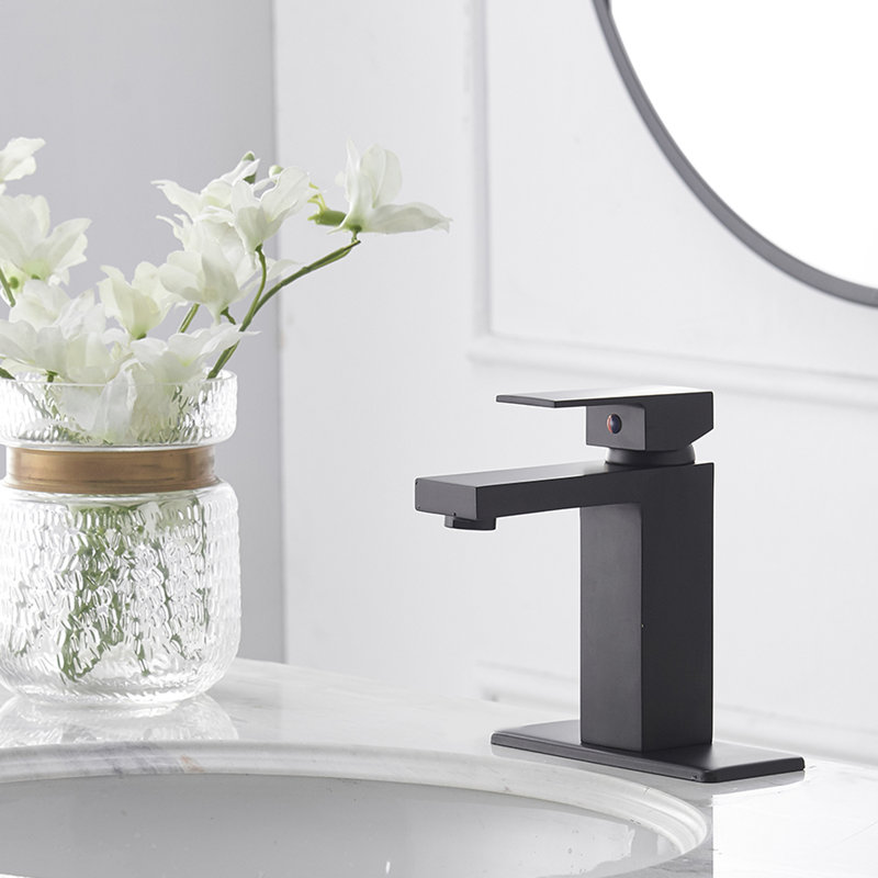 Robinet pour salle de bain à poignée simple Wiz, Noir mat