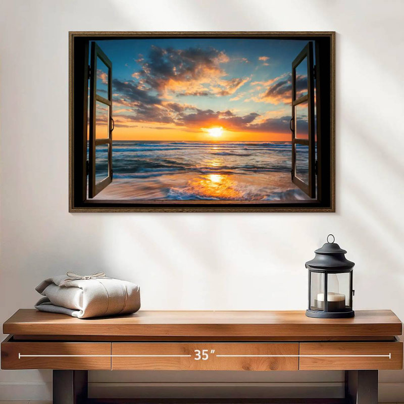 Fenêtre sur le Marcum du Pacifique, 25 po x 17 po, Cadre flottant noyer