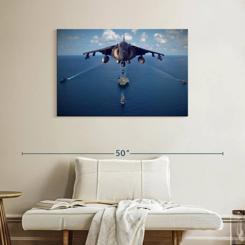 Navires et jet militaire Mait, H 26 po x l 39 po