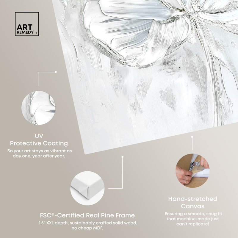 Off-White Magnolia Floral Canvas Wall Art, 16" x 16"