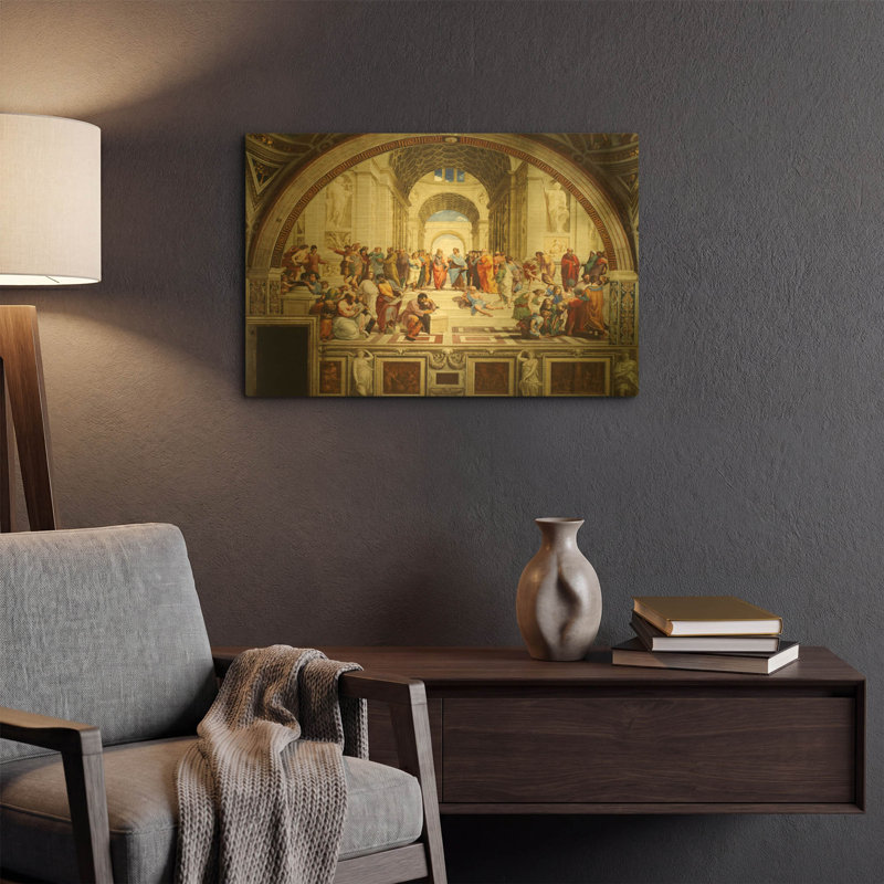 « L'École d'Athènes » de Raphaël, tableau mural en métal doré, 61 x 41 cm, 24 po x 16 po