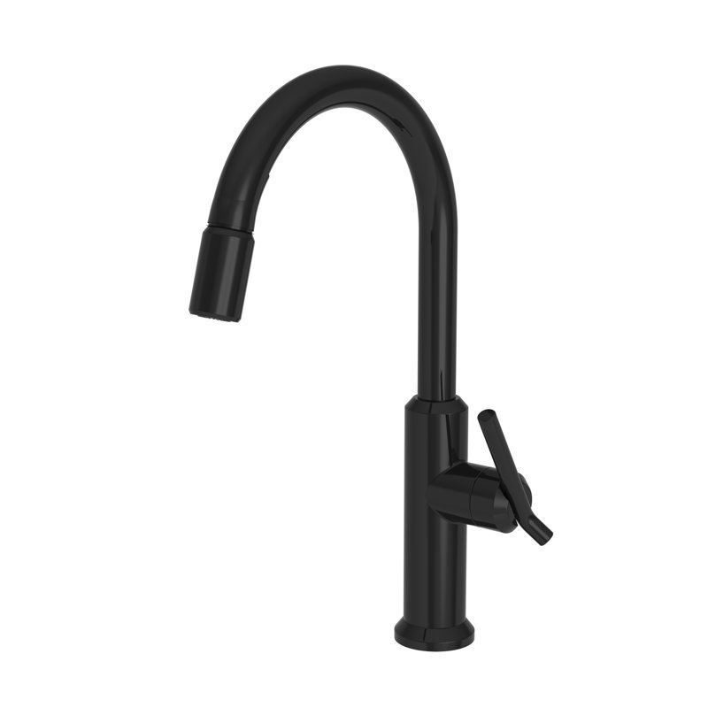 Jeter Single Handle Pull Down Kitchen Faucet, Gloss Black