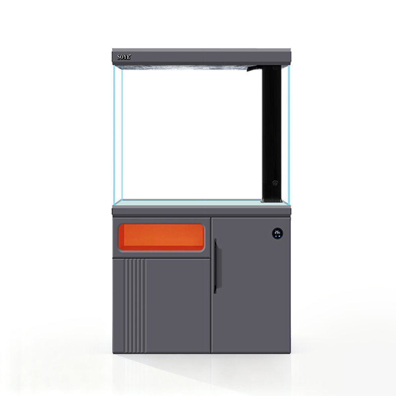 Aquarium intelligent en verre ultra transparent écologique, 29,91 gallons (H 59,06 po x l 23,62 po x P 14,17 p, Gris
