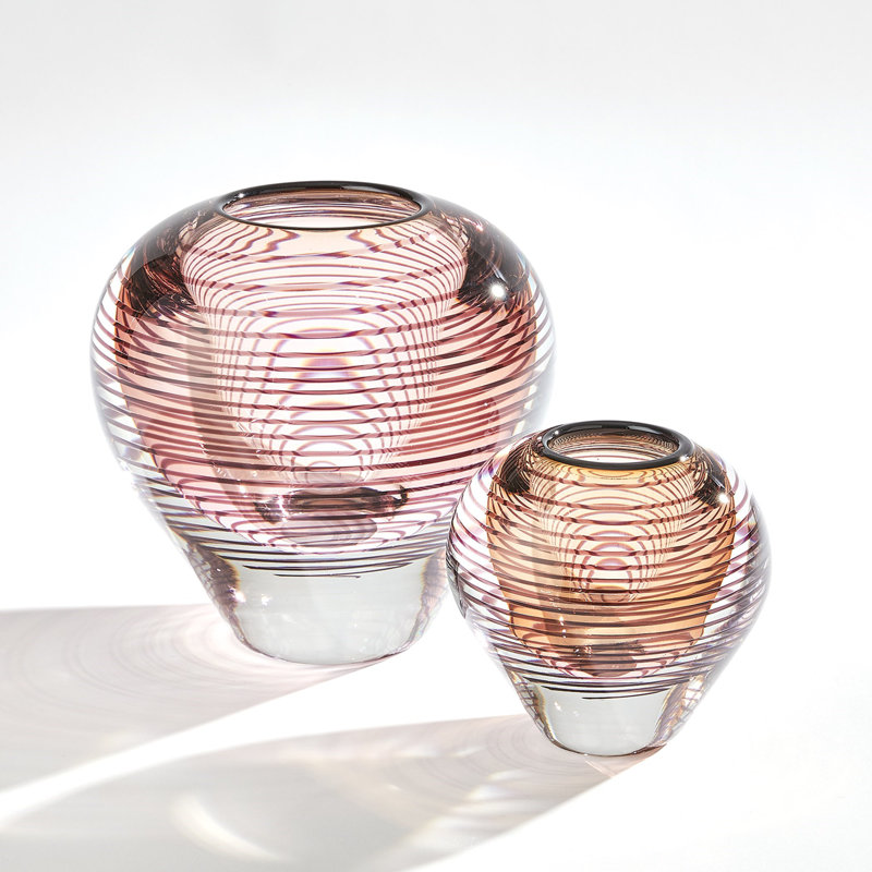 Spiraled Handmade Glass Table Vase, 5.75" H x 5.75" W x 5.75" D
