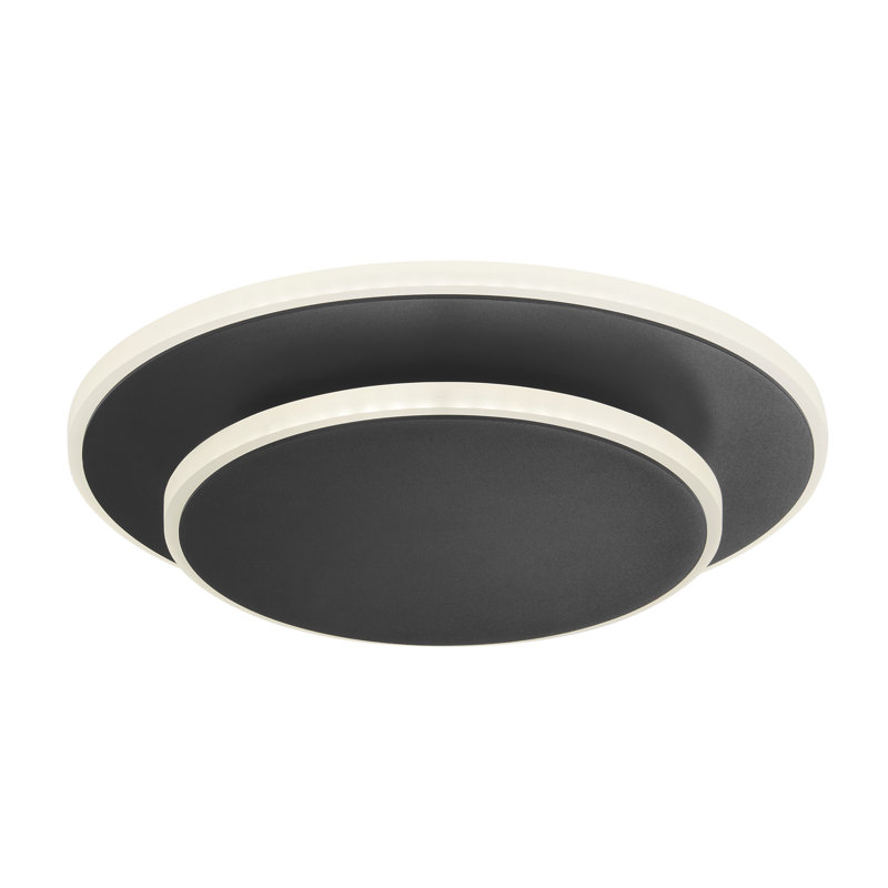 Plafonnier encastré à 1 lumière DEL 14 po Cherena, Noir mat