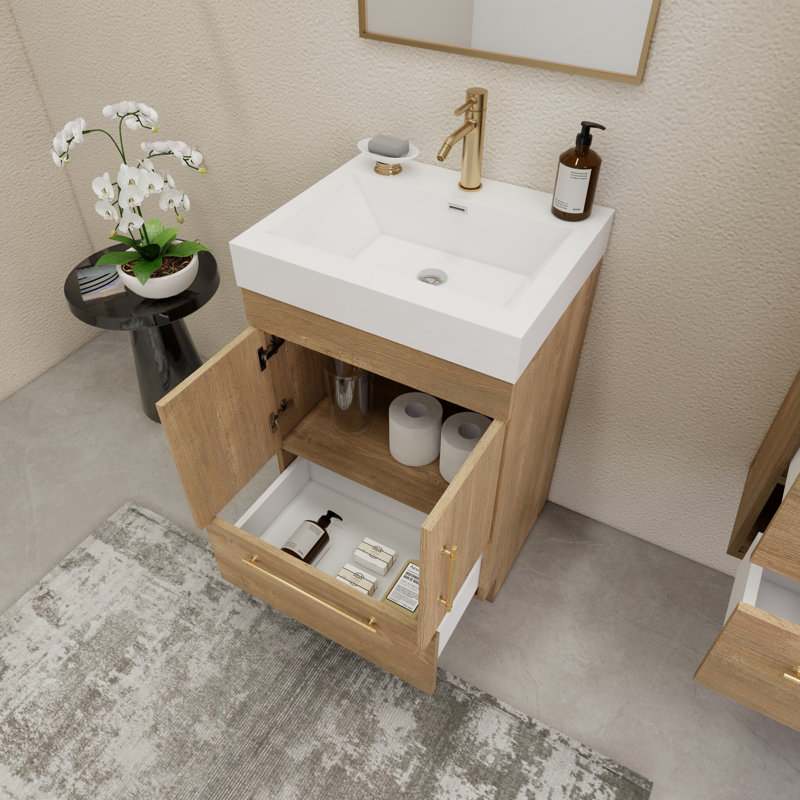 24" Single Bathroom Vanity Set, Oak
