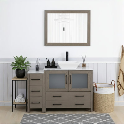 Ensemble de meuble-lavabo simple 48 po avec plateau en marbre d'ingénierie avec miroir