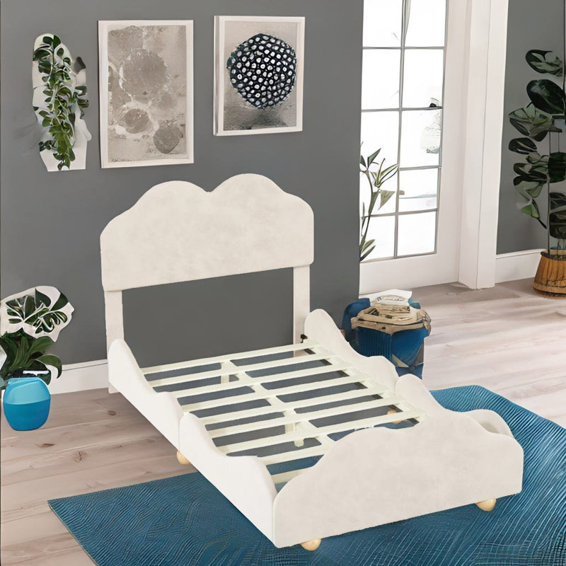 Lit plateforme 39,5 po Naylani, Beige, Lit simple