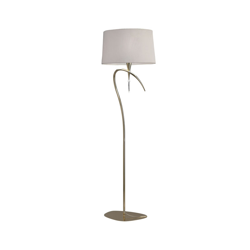 Eurich 178cm Traditional Floor Lamp, Antique Brass, Ivory White