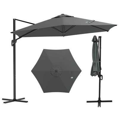 Parasol de patio en porte-à-faux 9 pi avec auvent de protection contre le soleil