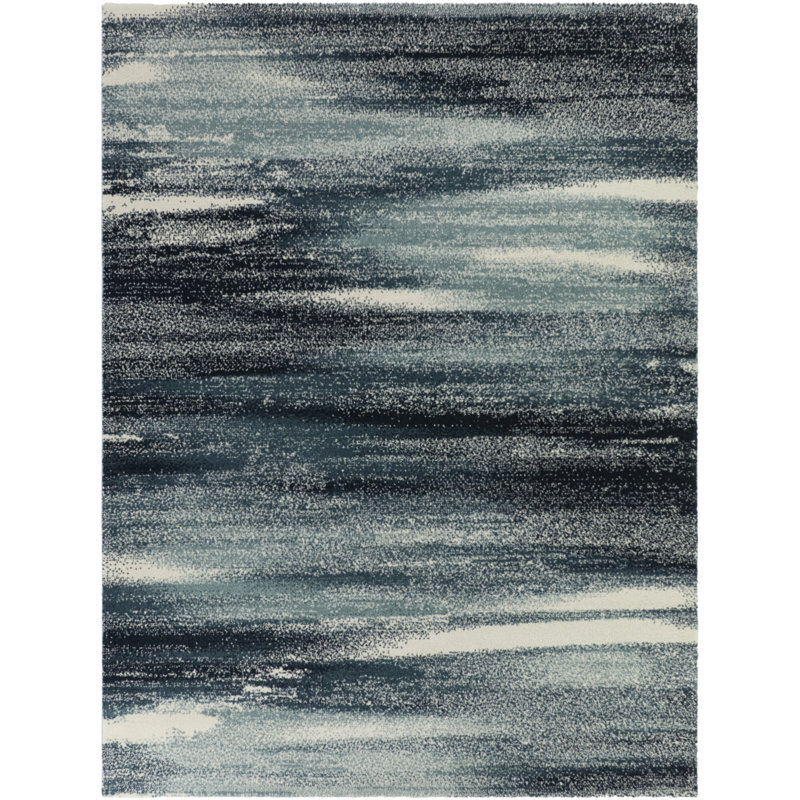 Elsa Teal Watercolor Abstract Area Rug, Rectangle 5'3" x 7'
