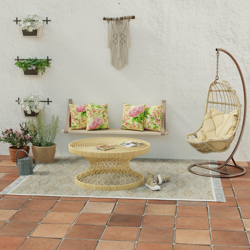 18" x 18" Solid Outdoor Throw Pillow (Set of 2), Yellow Floral
