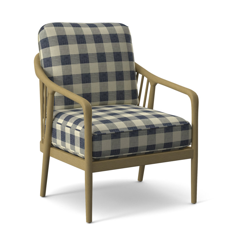 Guinevere Armchair, Sea Glass, Blue Buffalo Check; 0120-61