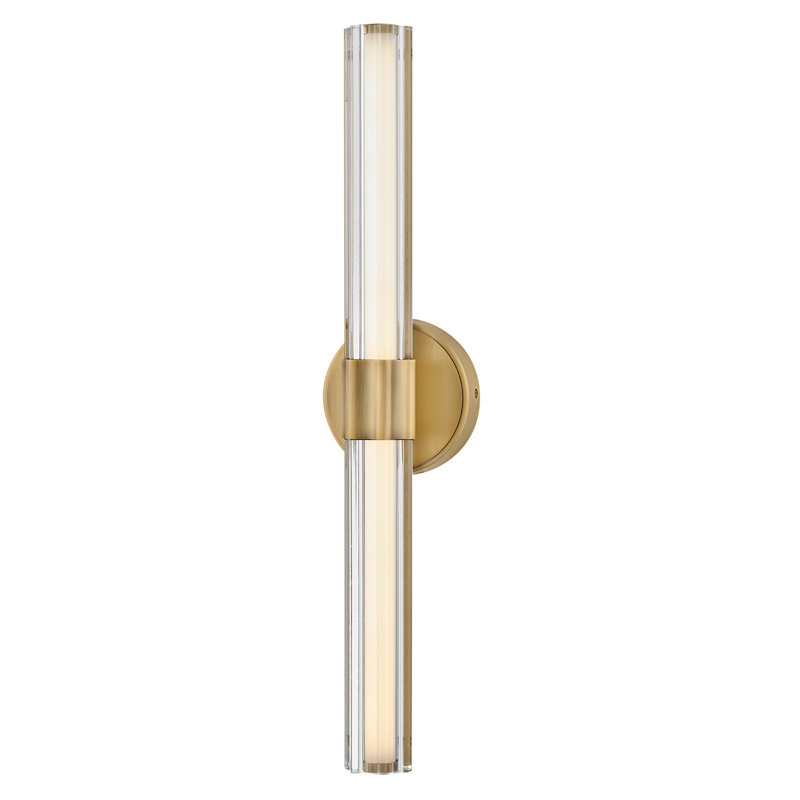 Georgette Integrated LED Bath Vanity w/ Clear Fluted Crystal Shade, Textured Heritage Brass