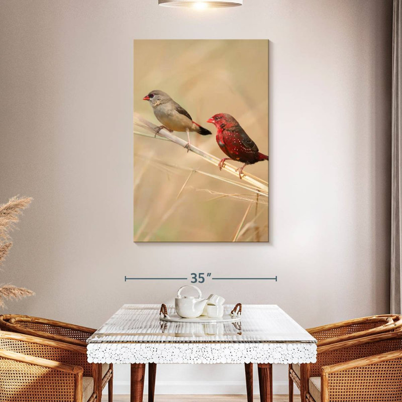Brampt Strawberry Finches, 48" H x 32" W