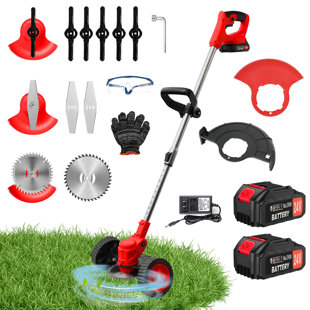 BAOKALER Electric Weed Eater Wacker, Grass Trimmer Weed Lawn Edger Eater, 24V 650W Cordless Grass String Trimmer Cutter, Weed Wacker with 2 Battery