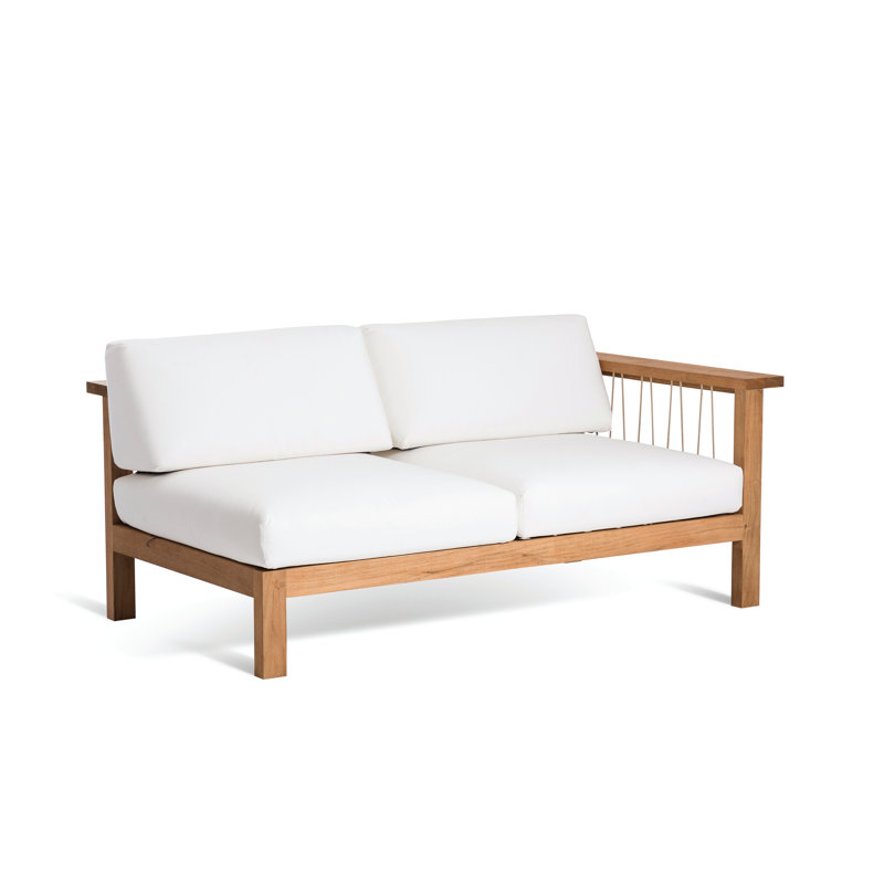 Maro 64.5'' Wide Teak Loveseat with Cushions, Canvas Natural Sunbrella® Canvas