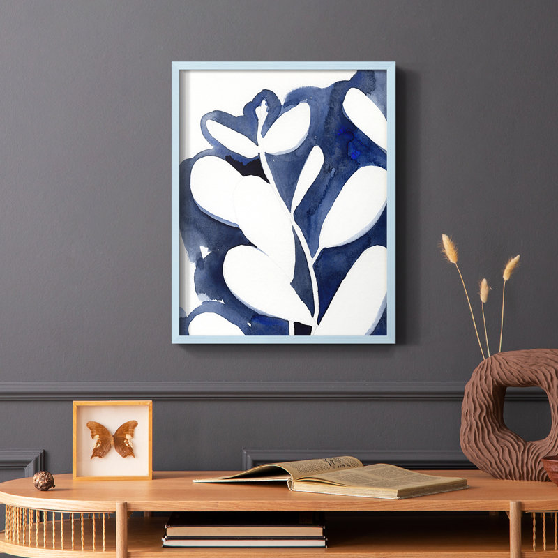 Bleu Eucalyptus II, reproduction encadrée - bois massif, H 10 po x l 8 po, Bleu