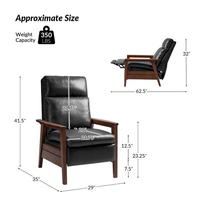 Fauteuil inclinable moderne en cuir véritable Gerald, Cuir véritable noir