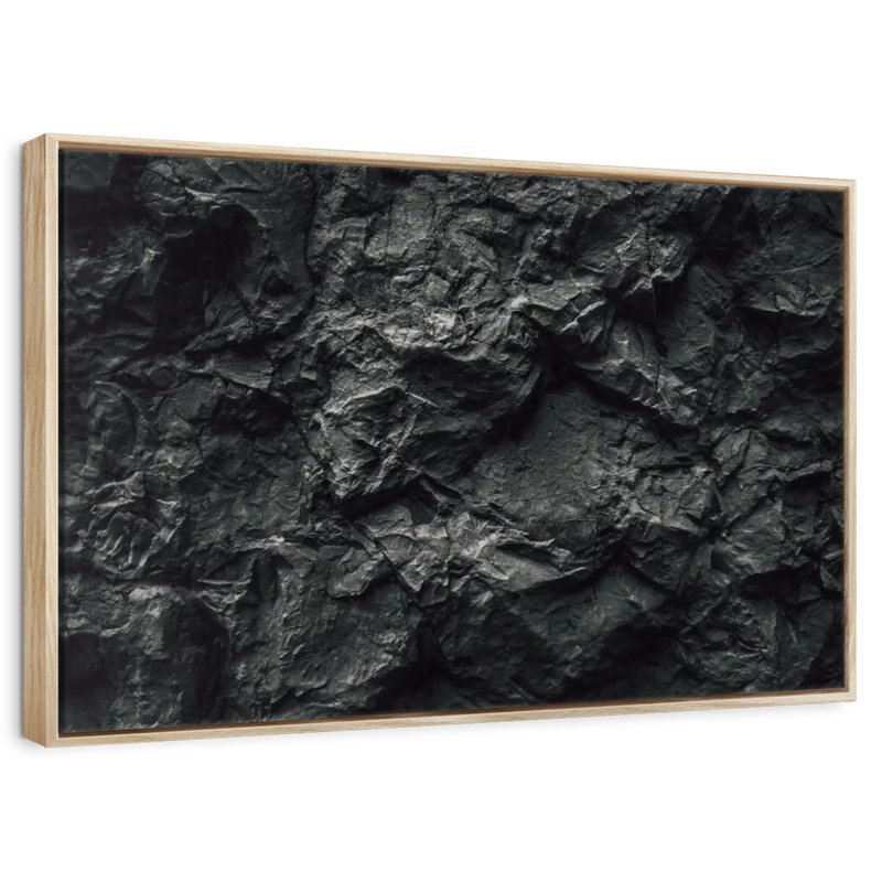 Black Stone, Floating Frame Natural Wood, 37" X 25"