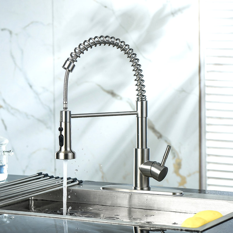 Robinet de cuisine avec douchette extractible en acier inoxydable
